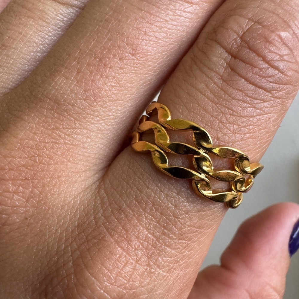 Braided Chunky Stainlees Steel Ring